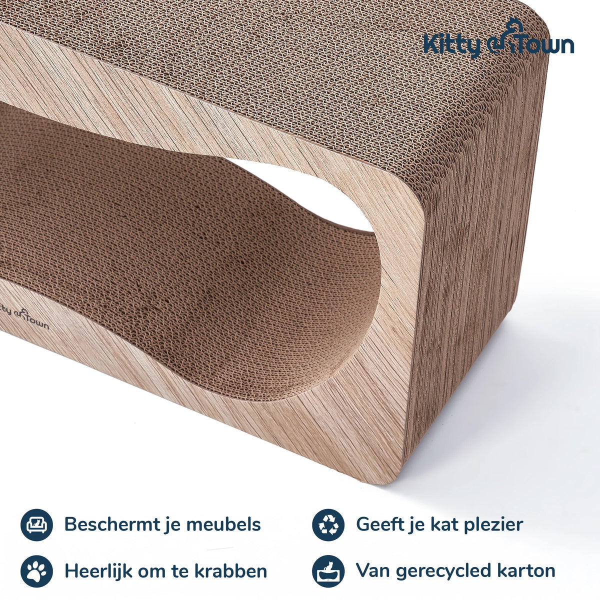 Luxe Krabsofa Kitty Town Luna XL – Krabkarton en Krabmeubel Hout