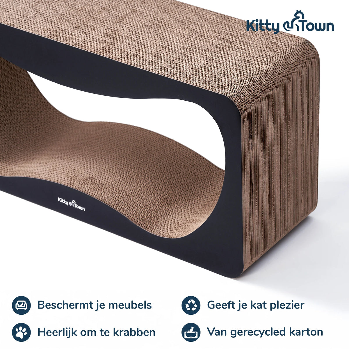 Luxe Krabsofa Kitty Town Luna XL – Krabkarton en Krabmeubel Donker