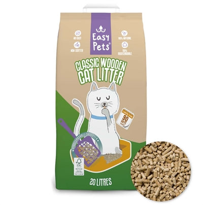 Easypets Biodegradable Classic Houtkorrels Kattenbakvulling 10 Ltr