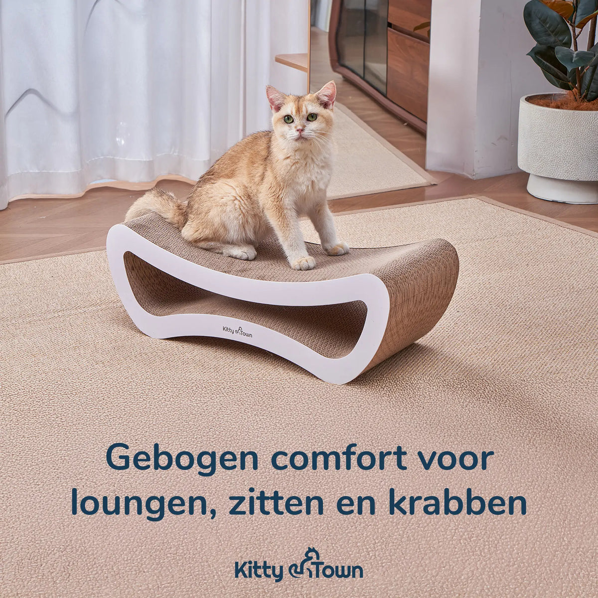 Luxe Krabsofa Kitty Town Leo Medium – Krabkarton en Krabmeubel Licht