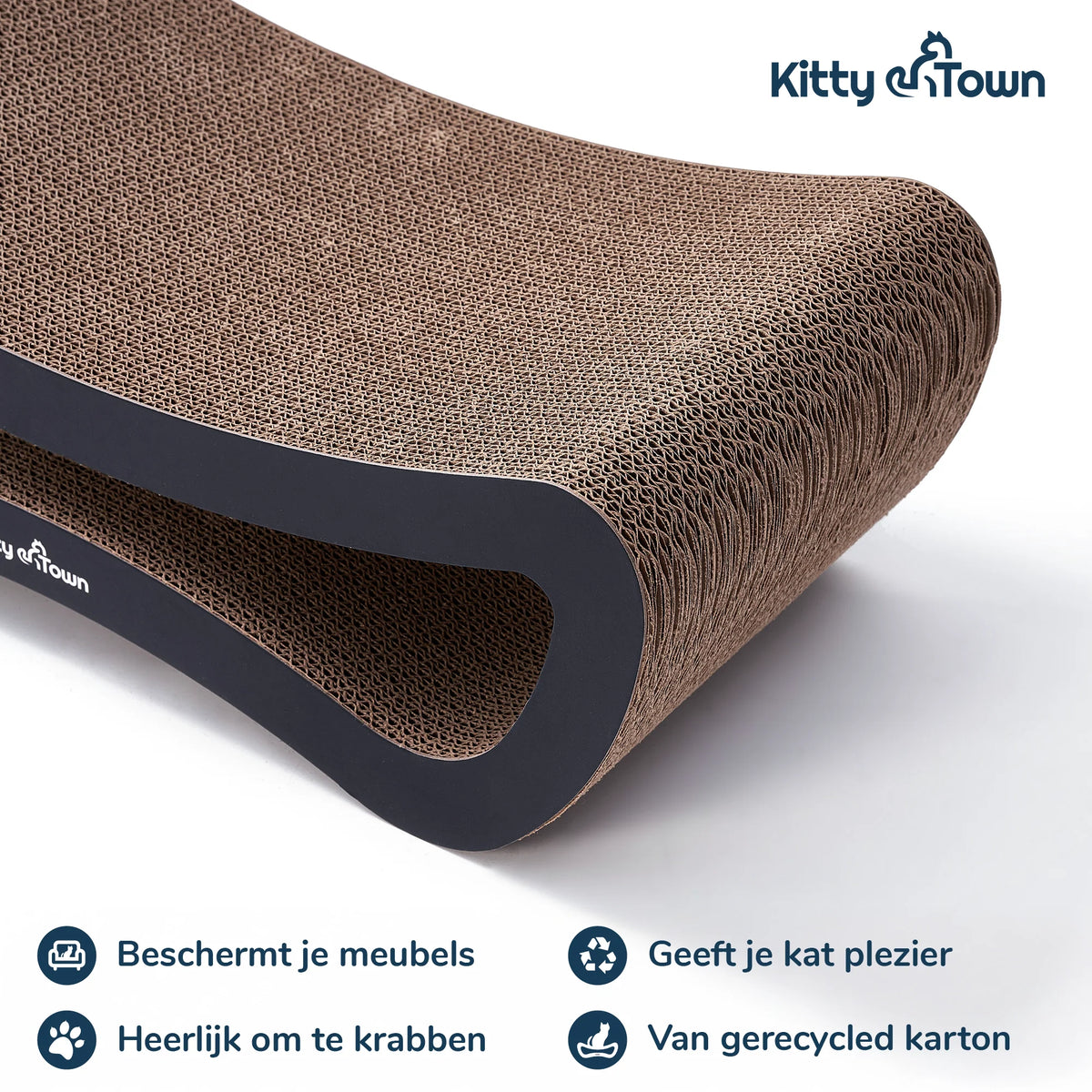 Luxe Krabsofa Kitty Town Leo Medium – Krabkarton en Krabmeubel Donker