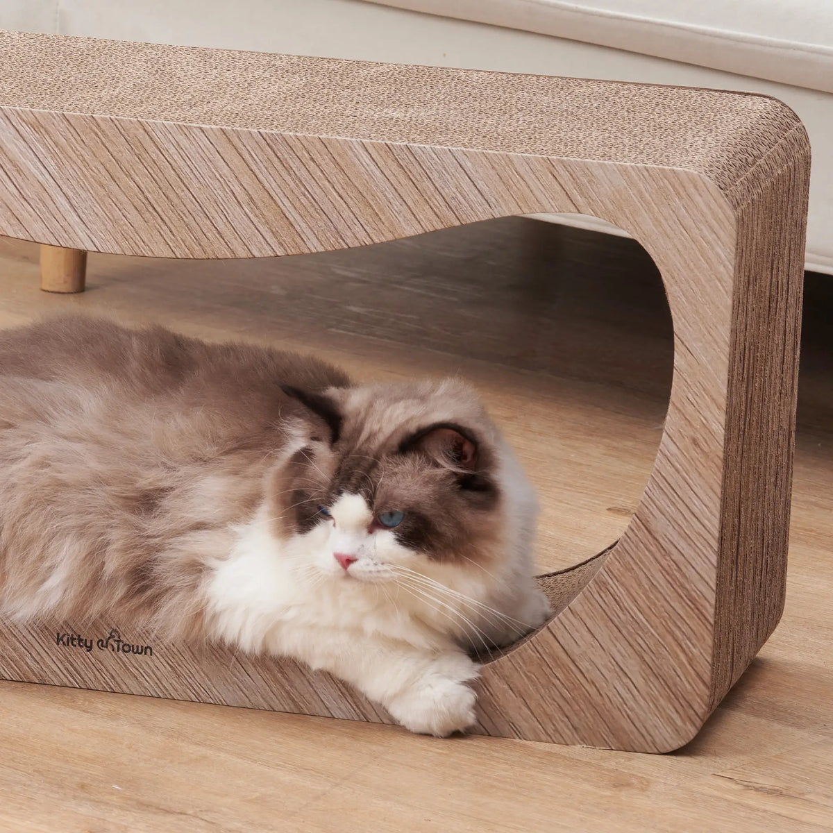Luxe Krabsofa Kitty Town Luna XL – Krabkarton en Krabmeubel Hout