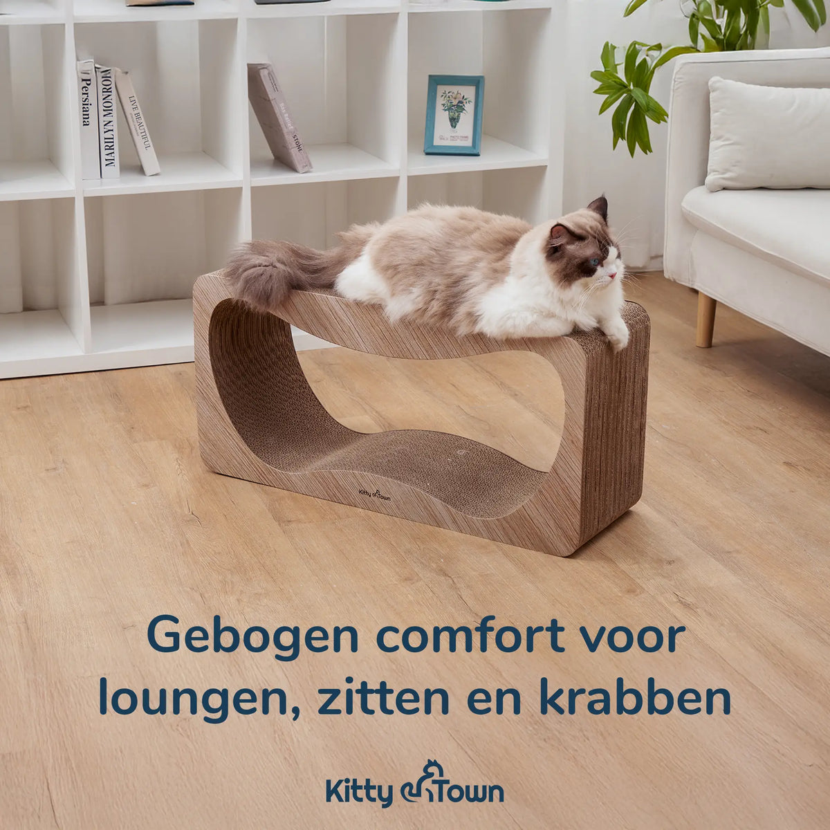 Luxe Krabsofa Kitty Town Luna XL – Krabkarton en Krabmeubel Hout