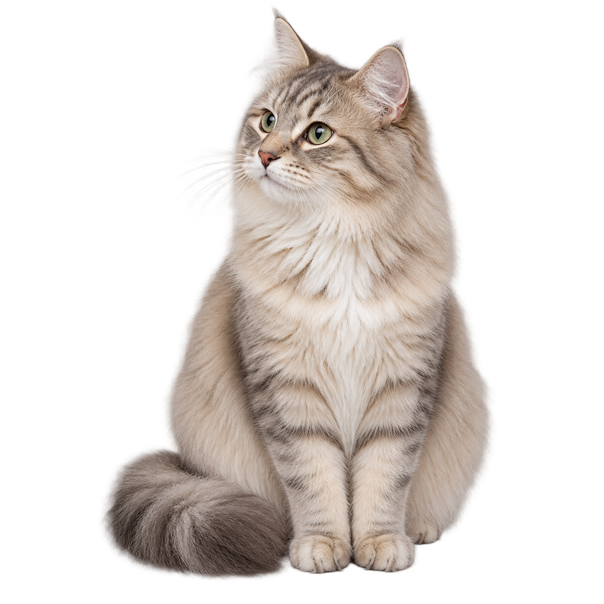 Zittende langharige kat