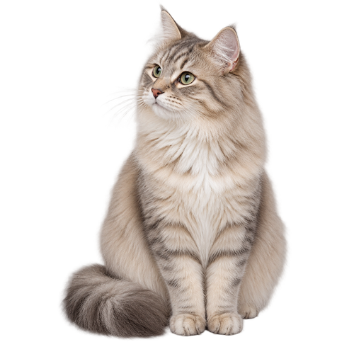 Zittende langharige kat