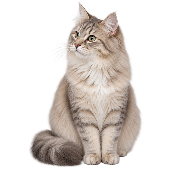 Zittende langharige kat