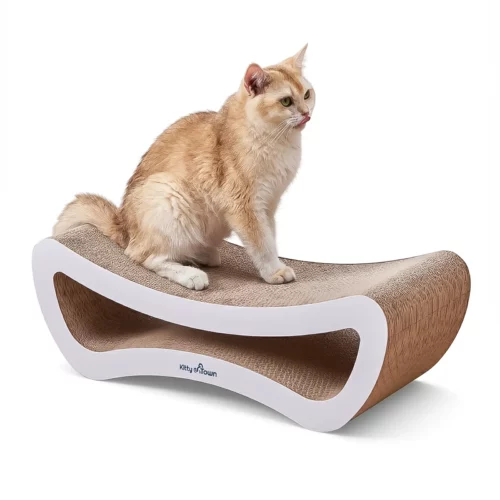 Kattenkartonhuis met 2 verdiepingen krabpads kattenspeelhuis voor binnenkatten, gegolfde krabbox, kattenkrabspeelgoed voor kat verjaardag, kerstversiering kattencadeaus voor katten